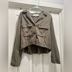 Cloth and Stone Green Cropped Jacket